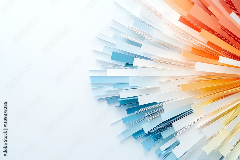 Aufkleber a vibrant composition of colorful paper strips arranged in a dynamic pattern. this abstract design f