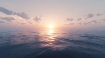 A serene sunset over calm ocean waters, creating a peaceful atmosphere.