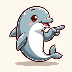 Naklejka premium Cute Dolphin Pointing Cartoon Vector Icon Illustration