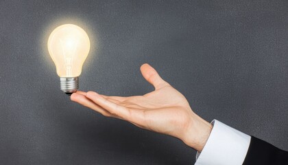 A hand holding a glowing light bulb, symbolizing peak innovation in energy technology