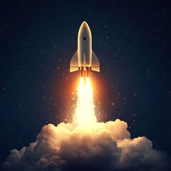 Fototapeta premium Light bulb rocket blending creativity and space exploration image