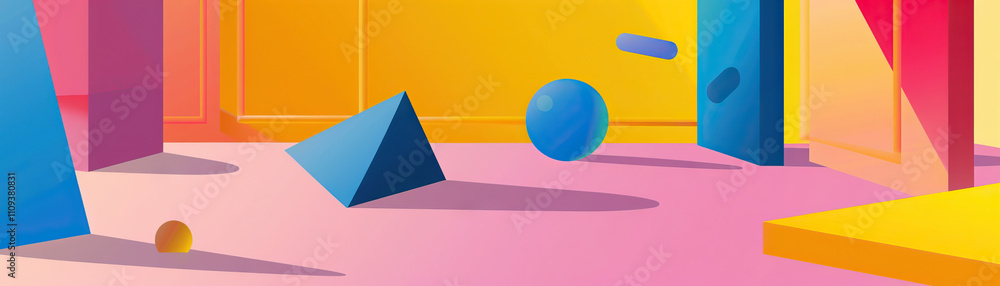 Poster abstract art is the dance of shapes and colors on an empty stage: picture a series of geometric shap