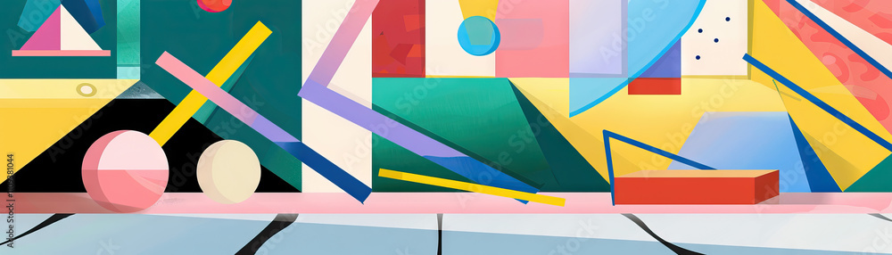 Poster abstract art is the dance of shapes and colors on an empty stage: picture a series of geometric shap