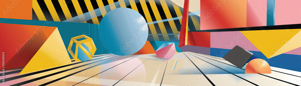 Poster abstract art is the dance of shapes and colors on an empty stage: picture a series of geometric shap