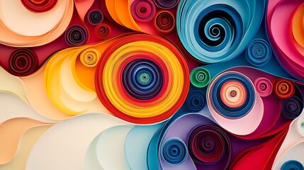 Fototapeta premium Colorful Swirls of Paper in Vibrant Tones and Spirals