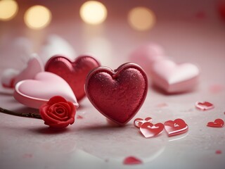 Obraz premium heart shaped candles on red background