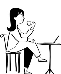 Having a Coffee Notion Style PNG File