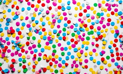 Fototapeta premium Colorful Confetti Scatter over a clean, white background