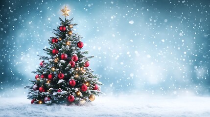 Obraz premium Festive Christmas Decorations with Snow, Pinecones, and Baubles for the Holiday Season