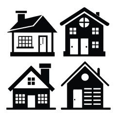 4 set illustrations house building