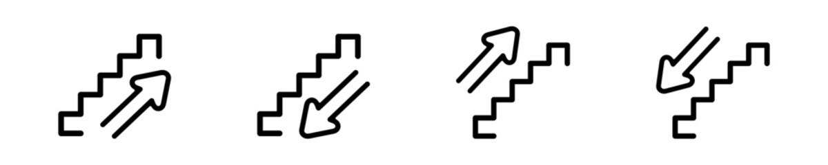 Simple stair up and down. Modern stairs icon. Staircase up or down illustration. Icons staircase in vector design style