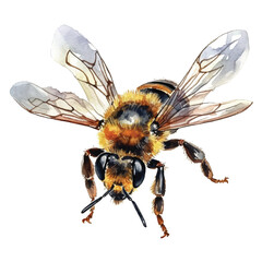 Watercolor Bee isolated white background