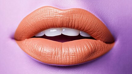 Fototapeta premium Close-up view of expertly done permanent makeup on lips showcasing a natural finish