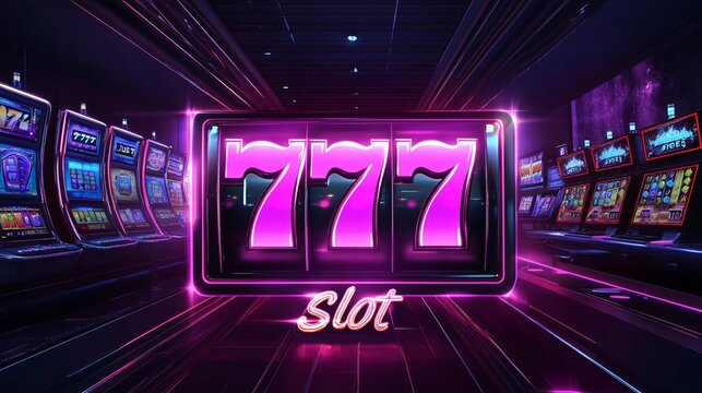 Colorful cartoon logo featuring slot machine symbols with bold text design