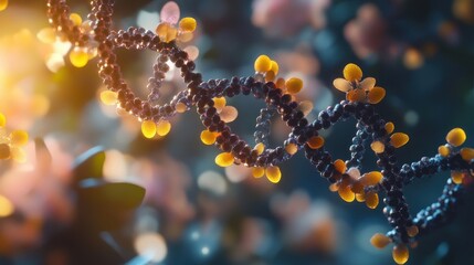 Close-Up of DNA Helix Representing Genetic Structure