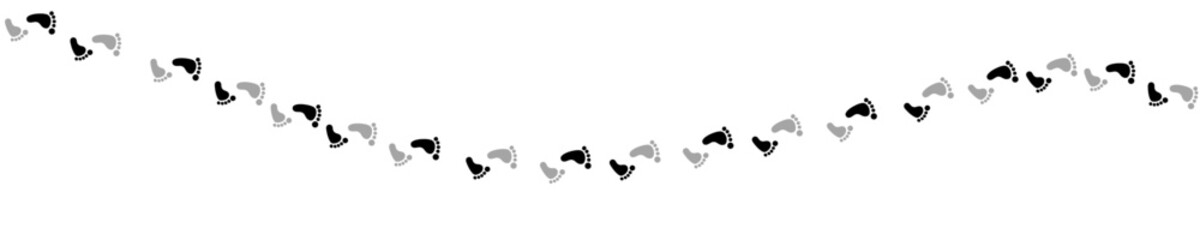 Human footprints path. Foot step icon. Foot imprint human graphic symbol. Trace footprint icons in vector design style