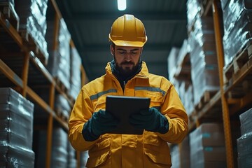 Inventory Management with Digital Tablet in Warehouse