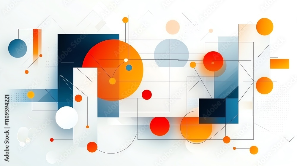Poster abstract geometric shapes in vibrant colors create a stunning visual composition. ideal for modern d