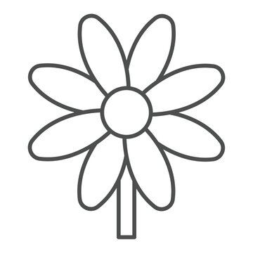 recommend clip art: Chamomile flower thin line icon, nature concept. Vector graphics. Wild flower plant sign on white background, outline style icon for mobile or web design.