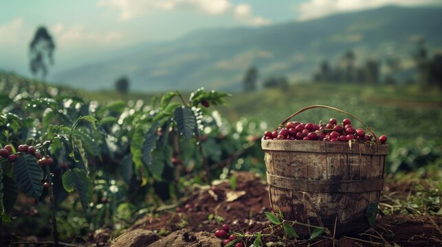 Serene coffee micro farm in uganda s mount elgon  ripe cherries and scenic mountains