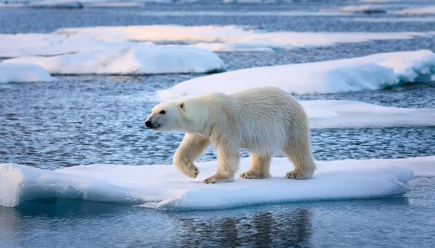 polar bear ursus maritimus walking over pack ice svalbard archipelago norway europe