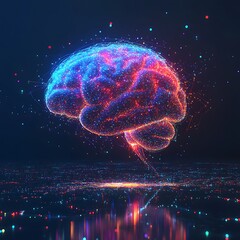 Fototapeta premium Radiant colorful brain imagery representing futuristic innovation picture