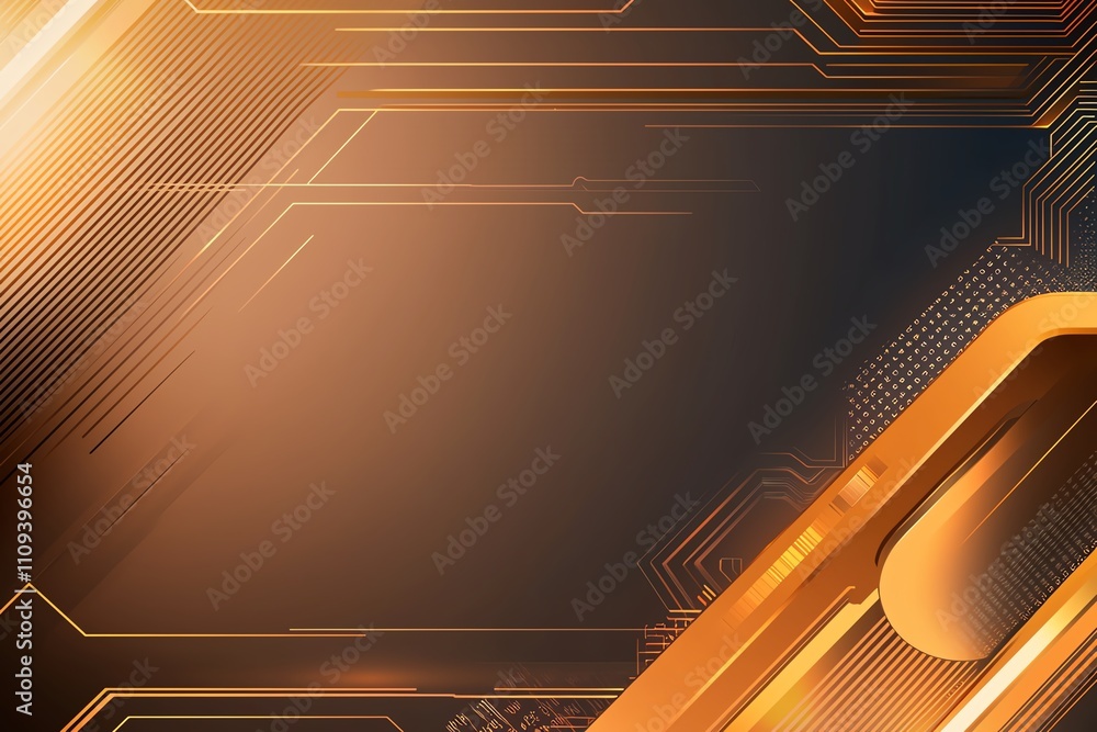 Poster abstract orange and black digital background with circuit patterns, perfect for technology themes, p