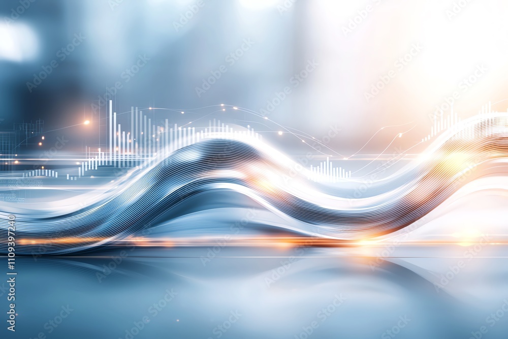 Poster abstract representation of digital waves, showcasing fluid motion and light effects. ideal for theme