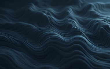 Fototapeta premium Abstract dark blue wavy background, 3D rendering of flowing lines creating a smooth texture.