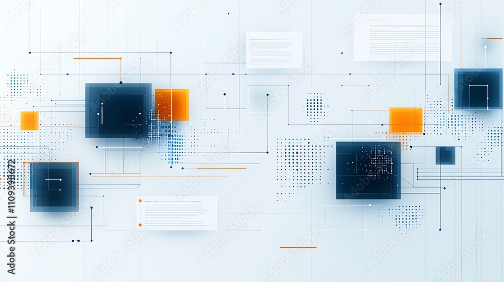 Poster abstract technological background with interconnected lines and geometric shapes, representing digit