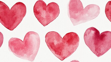 Fototapeta premium Hand drawn watercolor red hearts creating a seamless pattern perfect for Valentine s Day designs