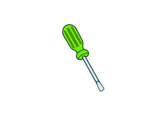 Vector illustration of cartoon screwdriver on white background	