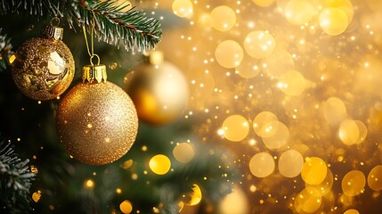 Fototapeta premium Festive Christmas Decorations with Snow, Pinecones, and Baubles for the Holiday Season