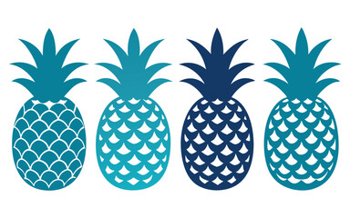Fototapeta premium set pineapple fruit line art silhouette vector