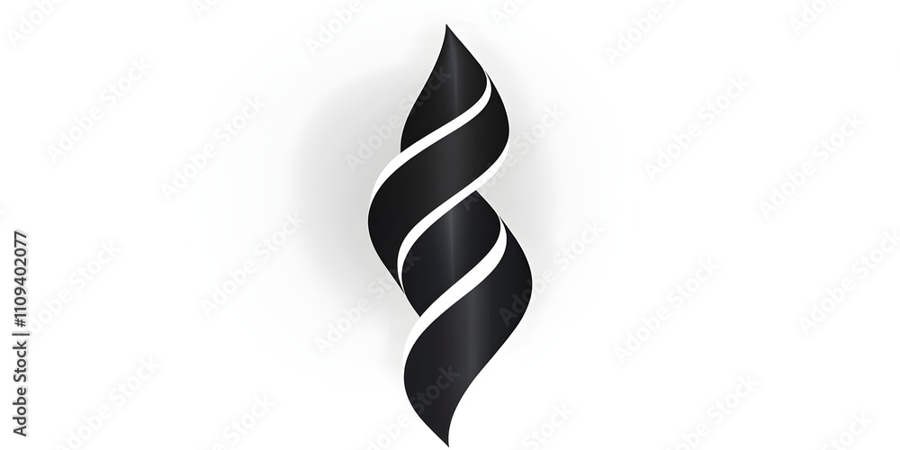 Poster stylized black and white abstract swirl on a white background, creating a modern and elegant design 