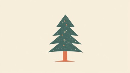 Fototapeta premium Modern Christmas card concept with a focus on seasonal cheer; simple, uncluttered layout, minimal text, and subtle festive elements, like a tiny tree or bell in muted colors.
