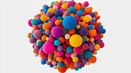 Multicolored spherical cluster design with playful arrangement of vibrant circles in various sizes