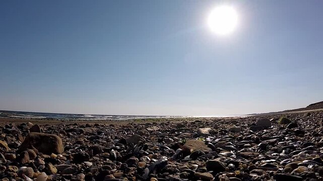 Playa rocosa soleada