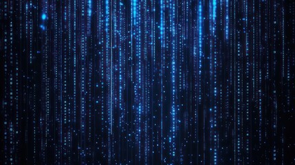 Blue binary code background with falling numbers data