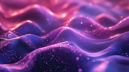 Obraz premium A mesmerizing close-up of shimmering purple and pink fabric waves, creating a dreamy and abstract ambiance.