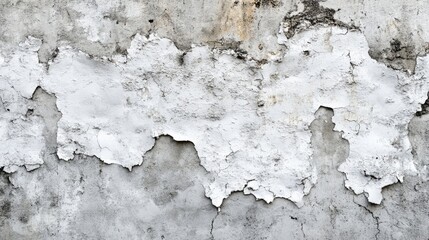 Obraz premium Textured white wall with peeling paint, showcasing signs of age and decay.