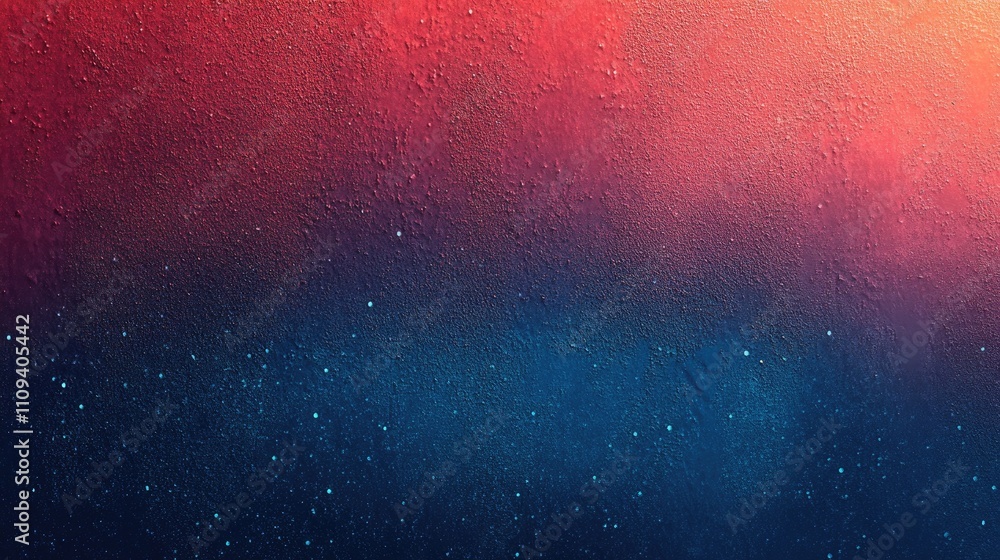 Poster a stunning gradient backdrop blending warm red and cool blue tones, creating an ethereal atmosphere 