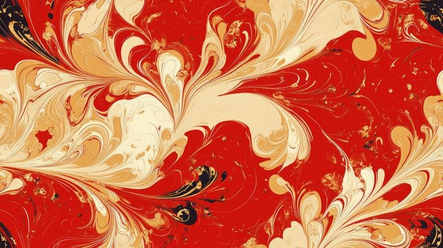Seamless marbling pattern showcasing intricate swirls and colors ideal for bookbinding endpapers or stationery design