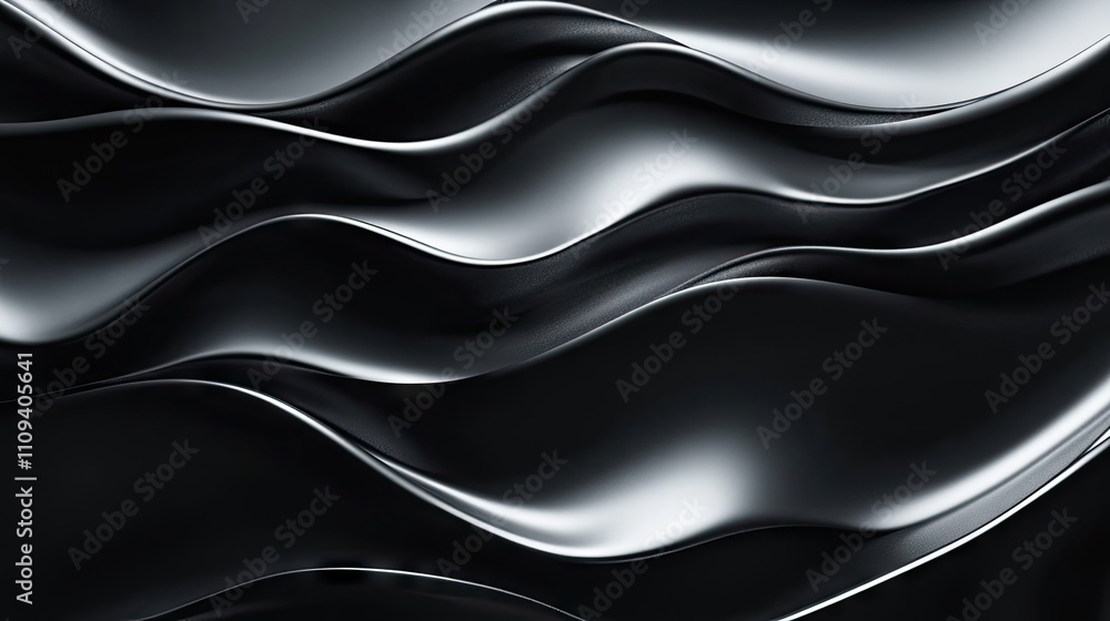 Poster abstract monochrome waves in smooth, flowing textures create a sense of motion and elegance.