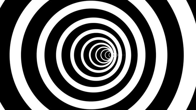 Black and white optical illusion. Abstract hypnotic animated looping background. Seamless HD