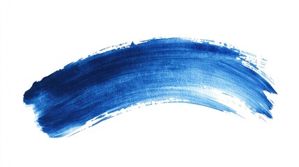 Bold blue brush stroke on a white background, showcasing texture and artistic flair.