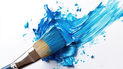 Fototapeta premium A dynamic brush stroke in vibrant blue paint, showcasing creativity and artistic expression.