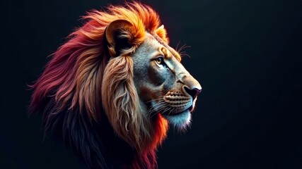 Abstract Lion's Head Graphic - Black Background, Depth & Mood
