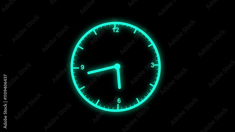 Aufkleber watch on black background, 12 hour clock animation , icon watch dial analog clock wall clock circle 