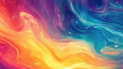 A vibrant abstract swirl of colors, blending fiery oranges, reds, and cool blues seamlessly in a mesmerizing display.